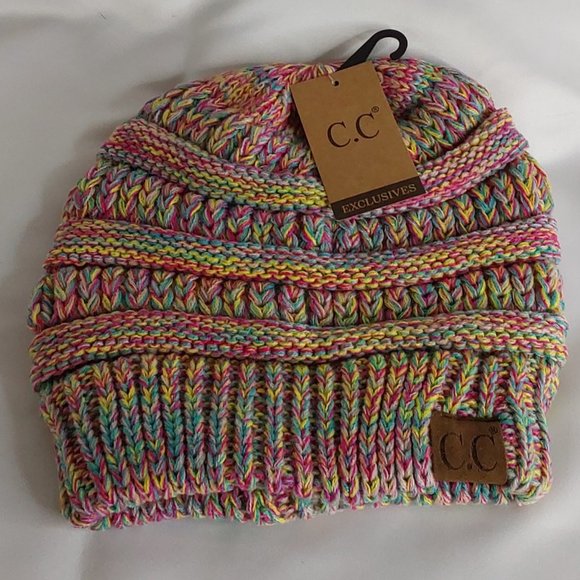 C.C BEANIE HAT VARIEGATED STRIPE MULTI ADULT - Picture 13 of 13